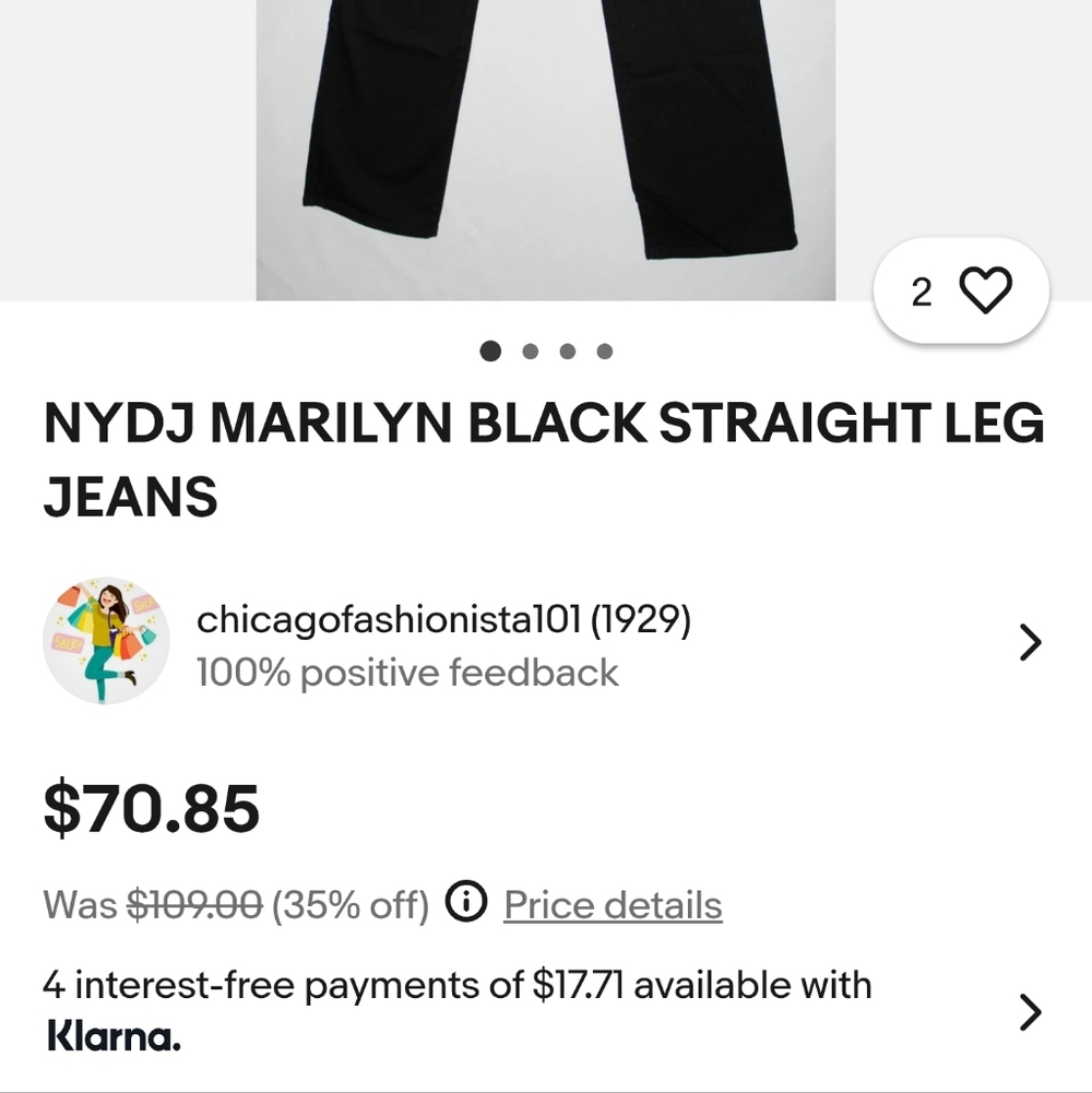 NYDJ Black Straight Leg Jeans
